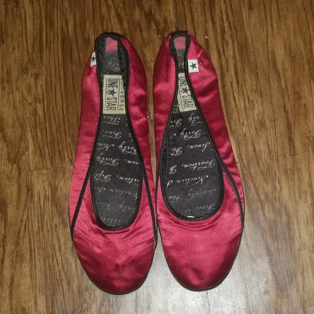 Red Satin Converse One-Star ballet flats